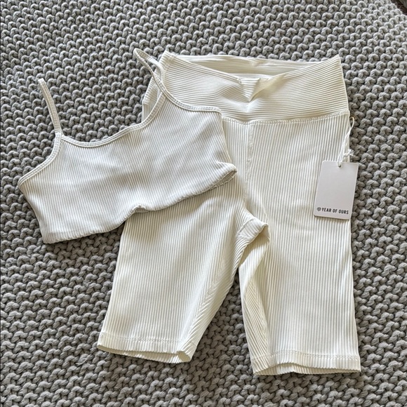 YEARS OF OURS Cream Ribbed Two-Piece Set - Picture 1 of 2